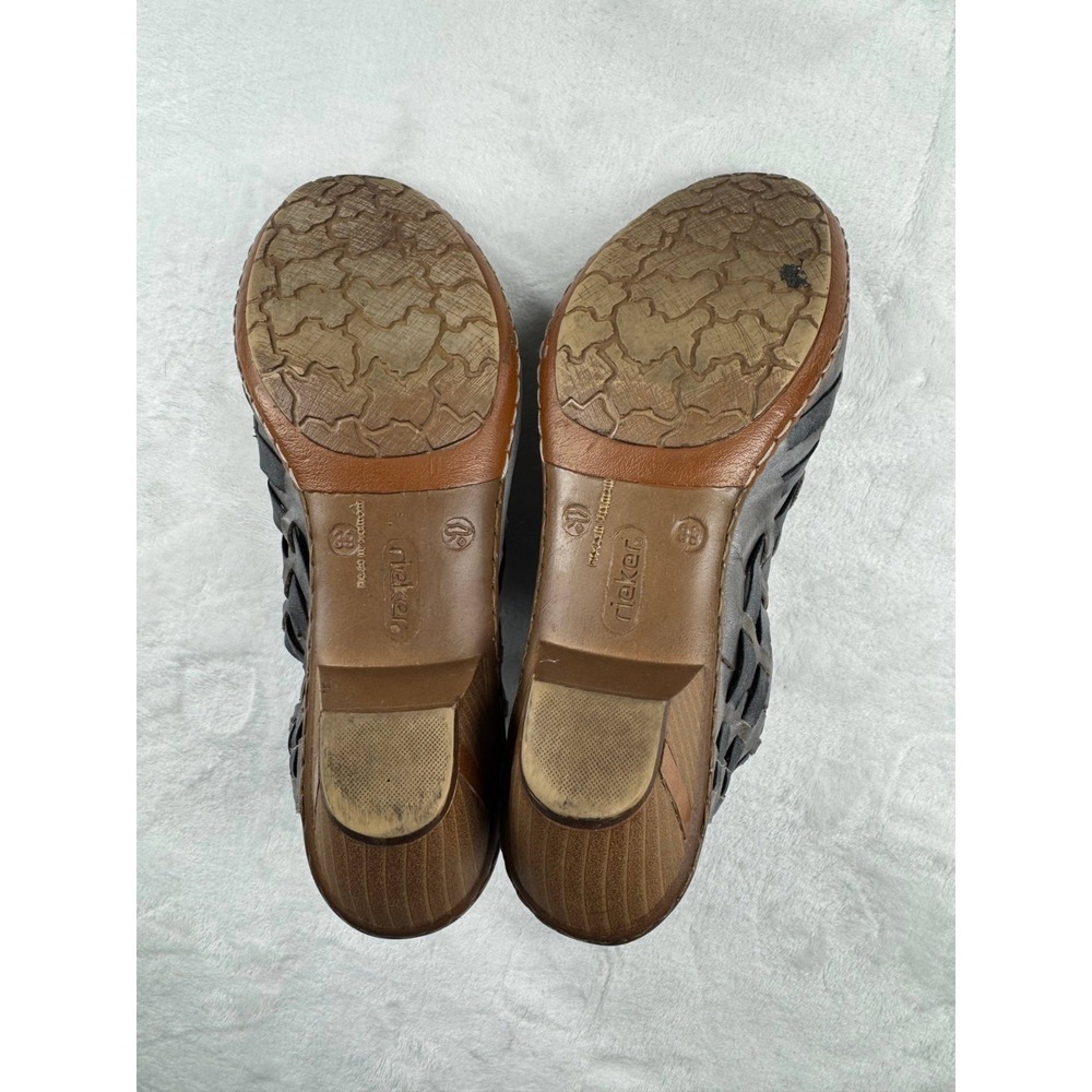 Rieker Sina 39 Woven Leather Slingback Sandals Women's 8.5 Gray Slip-On Comfort - Picture 11 of 12